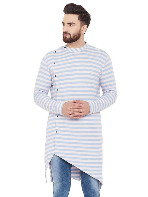 blue striped asymmetric kurta - 16638210 - Very Small Image - 1