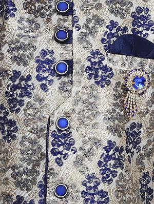 blue jute kurta and dhoti set - 16638540 - Standard Image - 4