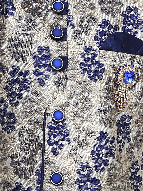 blue jute kurta and dhoti set - 16638540 - Zoom Image - 4