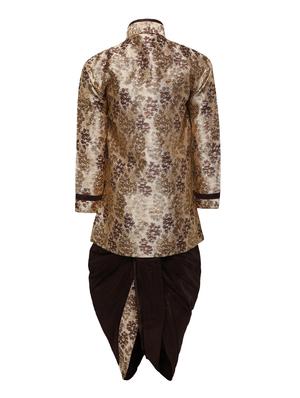 brown jute kurta and dhoti set - 16638541 - Standard Image - 2