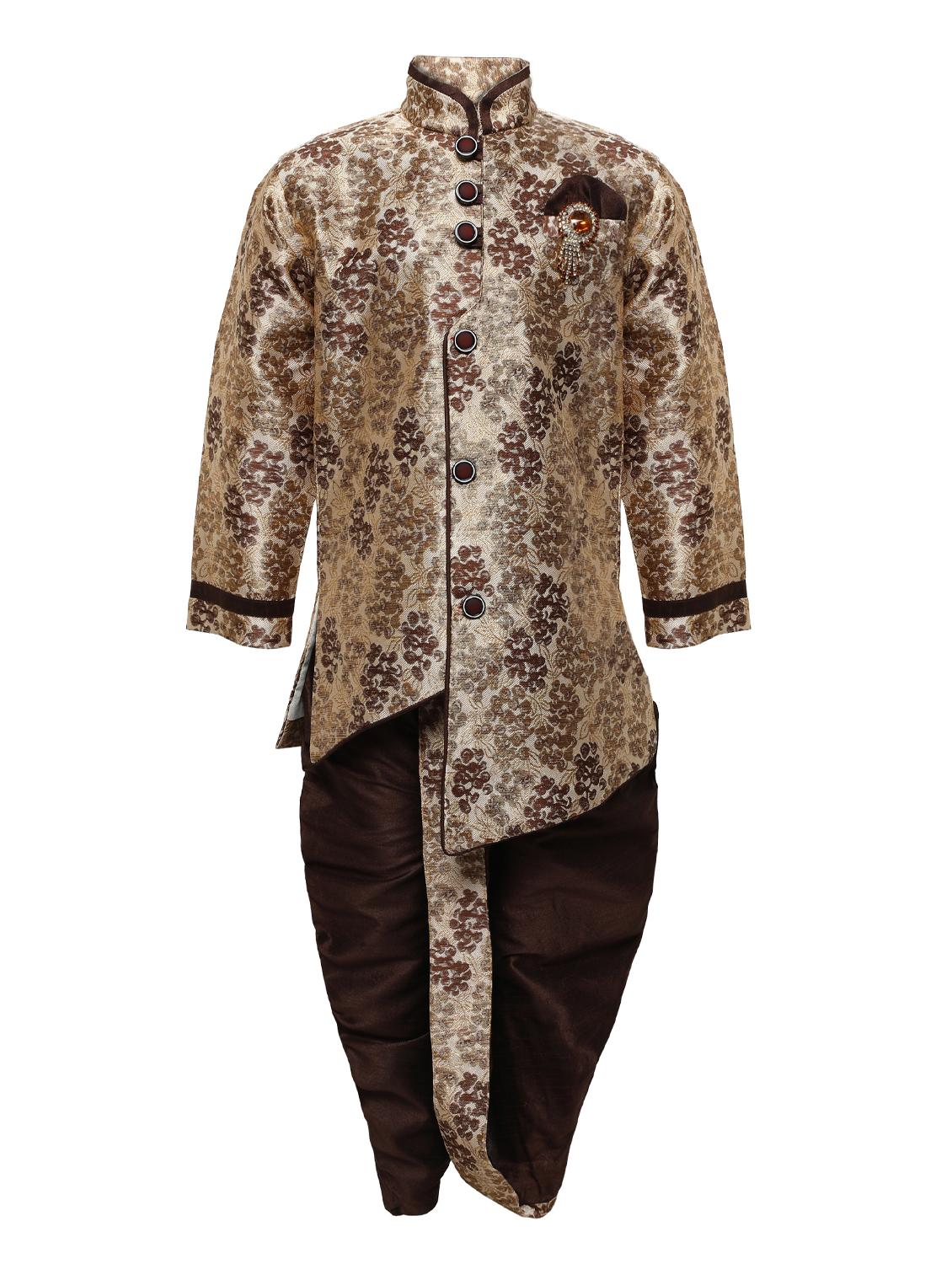 brown jute kurta and dhoti set - 16638541 - Zoom Image - 1