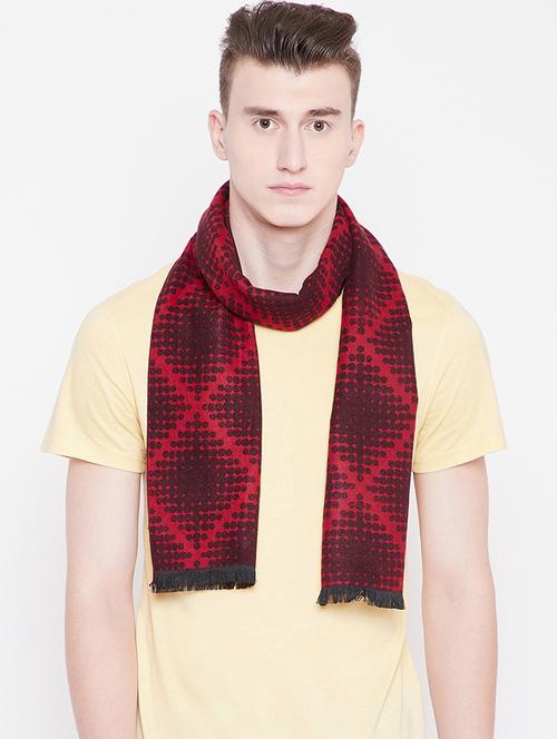 red geometric print viscose muffler - 16638563 - Standard Image - 1