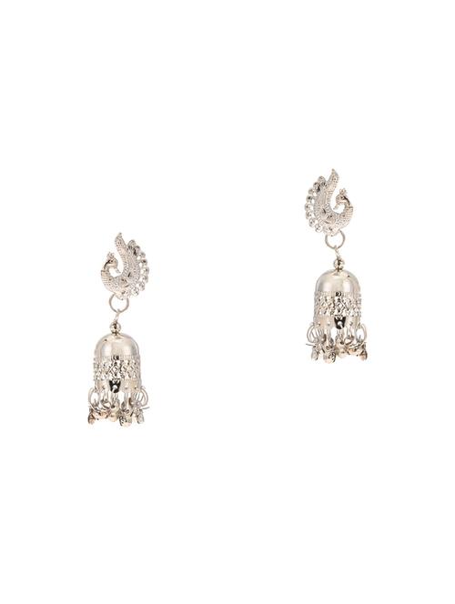 silver metal jhumka earring - 16638673 - Standard Image - 1