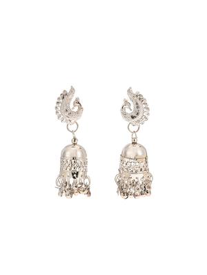 silver metal jhumka earring - 16638673 - Standard Image - 2