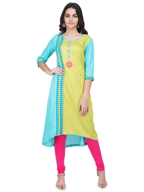 color block contrast asymmetric kurta - 16640228 - Very Small Image - 1