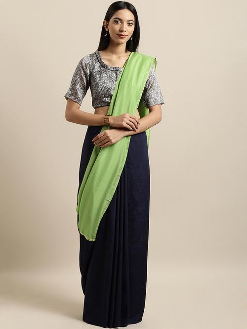 solid half and half saree with blouse - 16640347 - Standard Image - 1