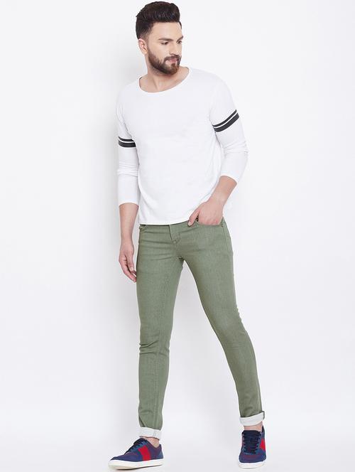 green plain denim jeans - 16640382 - Very Small Image - 1