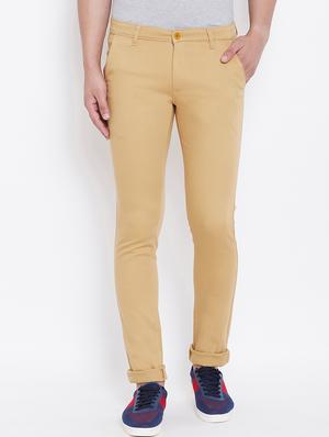 beige solid chinos - 16640392 - Standard Image - 2