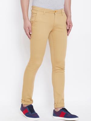 beige solid chinos - 16640392 - Standard Image - 3