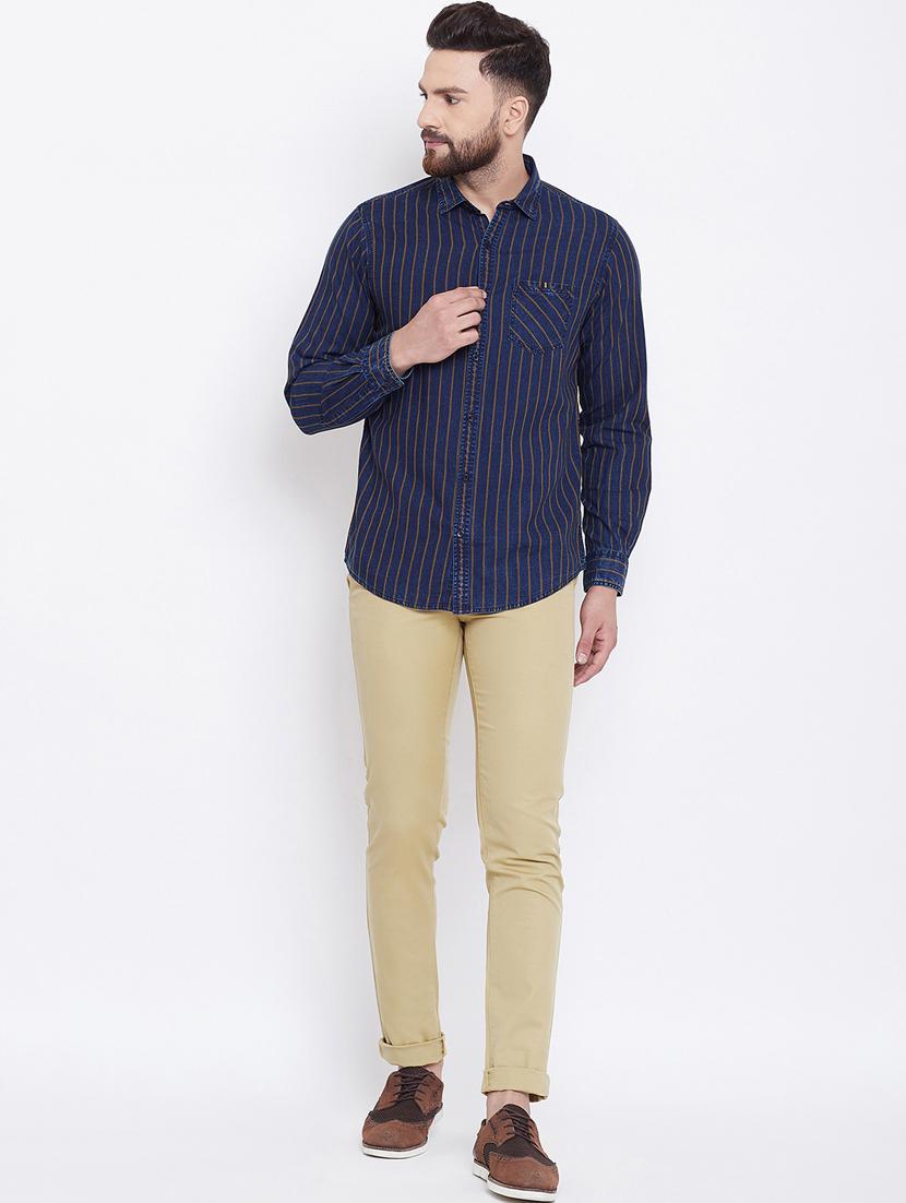 beige solid chinos - 16640395 - Zoom Image - 1