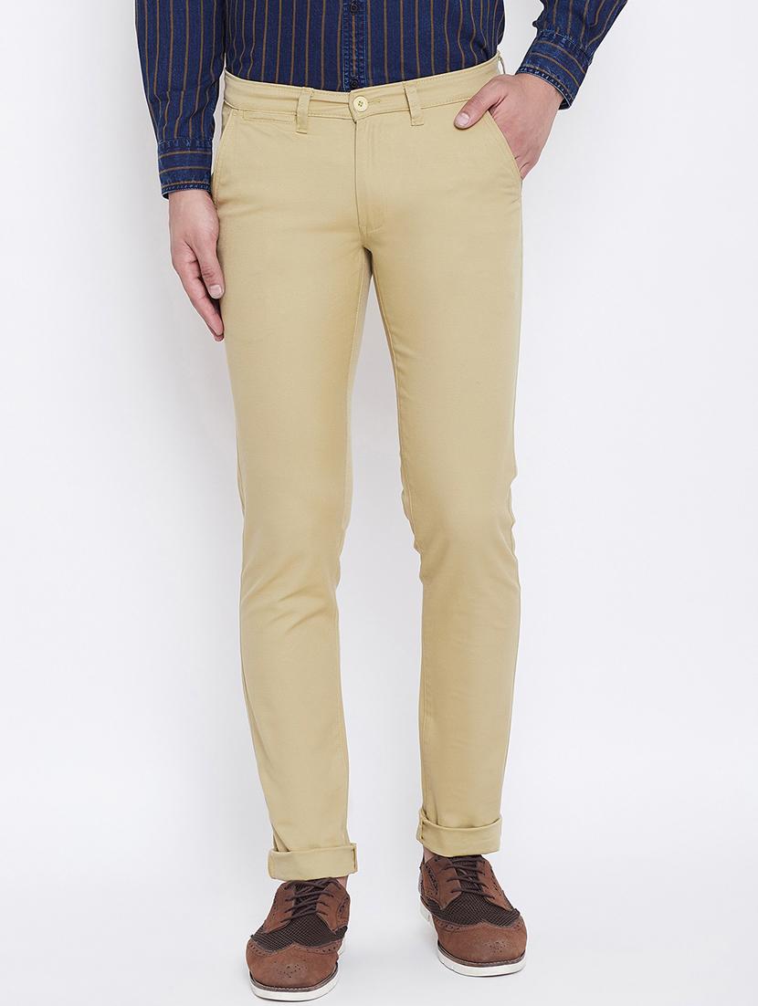beige solid chinos - 16640395 - Zoom Image - 2