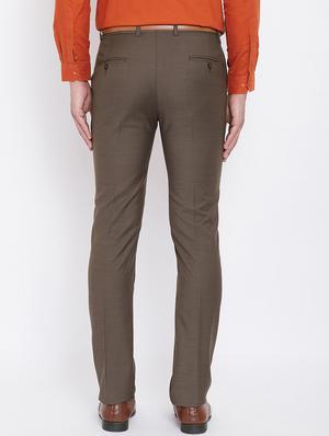 brown solid flat front formal trouser - 16640400 - Standard Image - 4