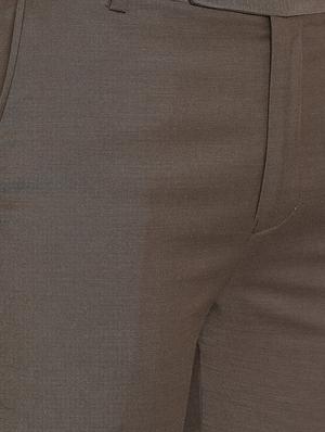 brown solid flat front formal trouser - 16640400 - Standard Image - 5