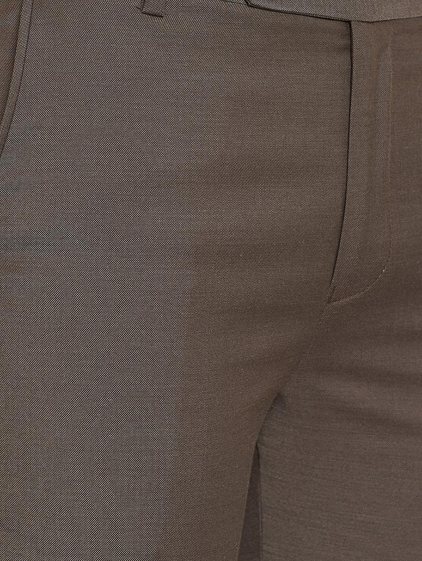 brown solid flat front formal trouser - 16640400 - Zoom Image - 5