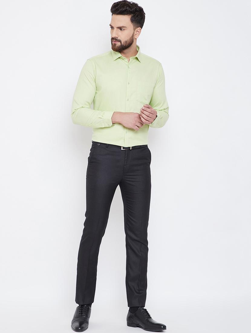 black textured flat front formal trouser - 16640406 - Zoom Image - 1