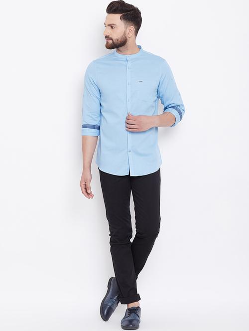 light blue linen casual shirt - 16640412 - Standard Image - 1