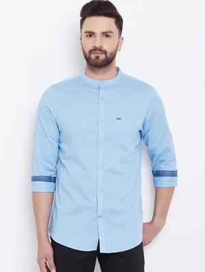 light blue linen casual shirt - 16640412 - Standard Image - 2
