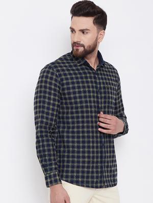 navy blue checkered casual shirt - 16640421 - Standard Image - 3