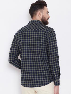 navy blue checkered casual shirt - 16640421 - Standard Image - 4