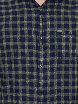 navy blue checkered casual shirt - 16640421 - Standard Image - 5