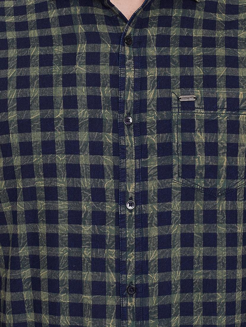 navy blue checkered casual shirt - 16640421 - Zoom Image - 5