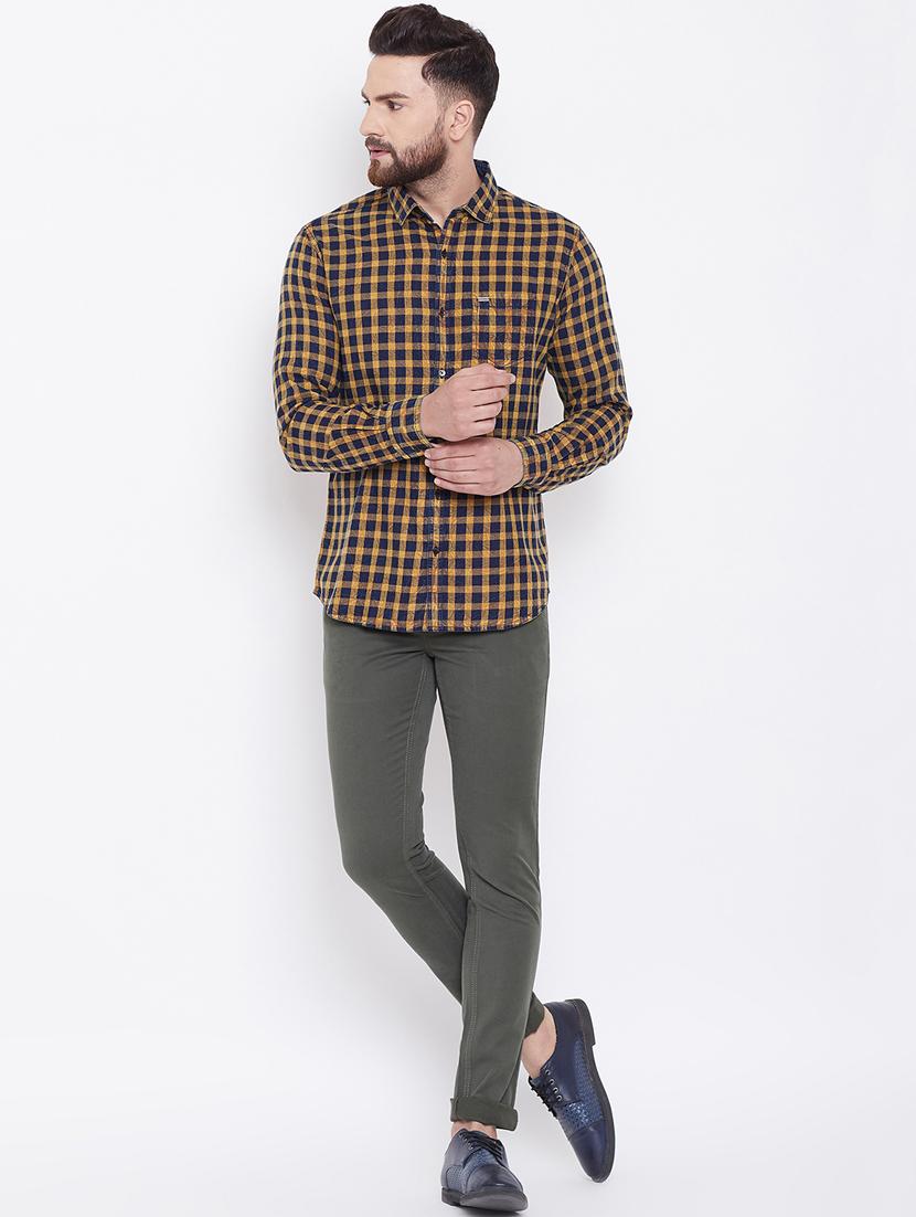 navy blue checkered casual shirt - 16640422 - Zoom Image - 1
