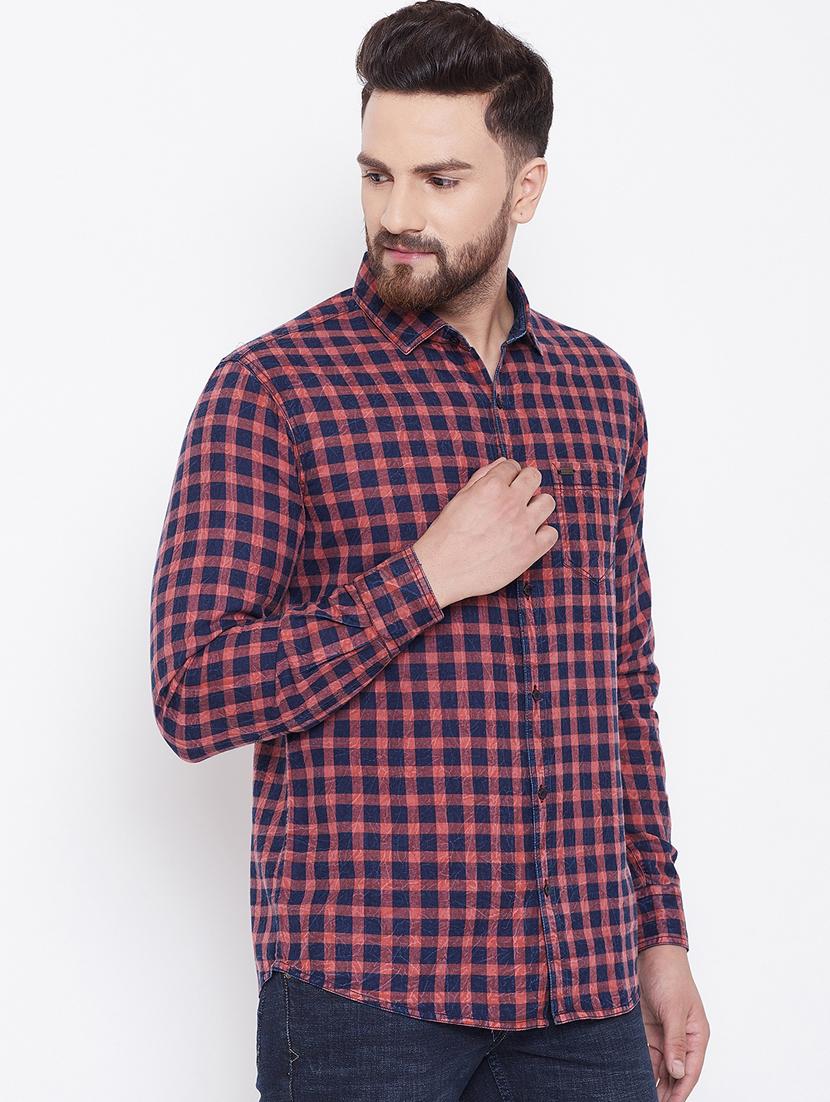 blue checkered casual shirt - 16640423 - Zoom Image - 3