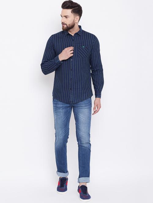 blue striped casual shirt - 16640424 - Standard Image - 1