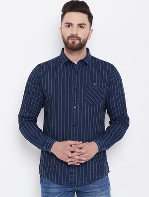 blue striped casual shirt - 16640424 - Standard Image - 2
