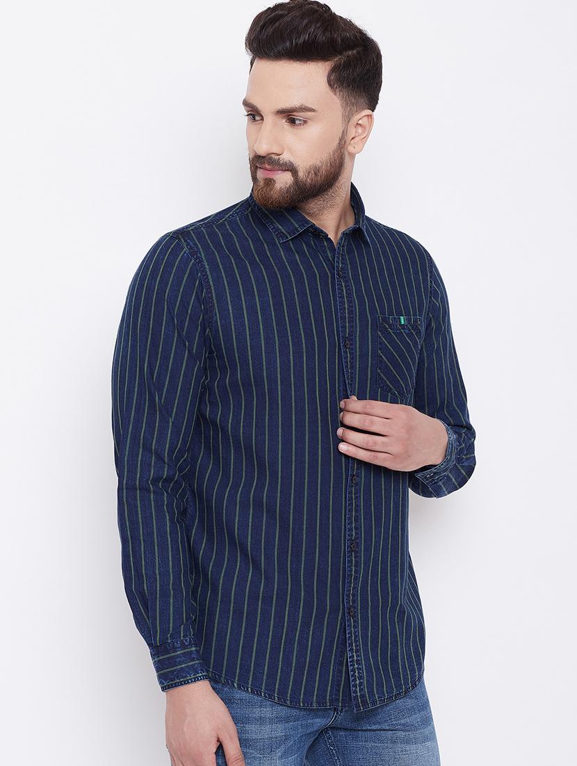 blue striped casual shirt - 16640424 - Zoom Image - 3