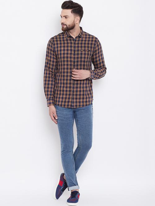yellow checkered casual shirt - 16640433 - Standard Image - 1