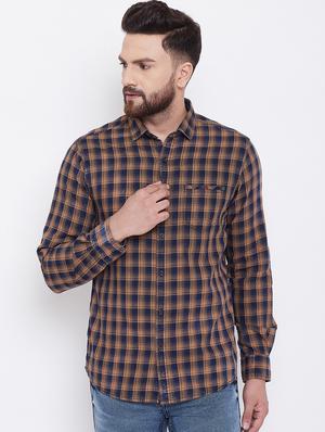 yellow checkered casual shirt - 16640433 - Standard Image - 2
