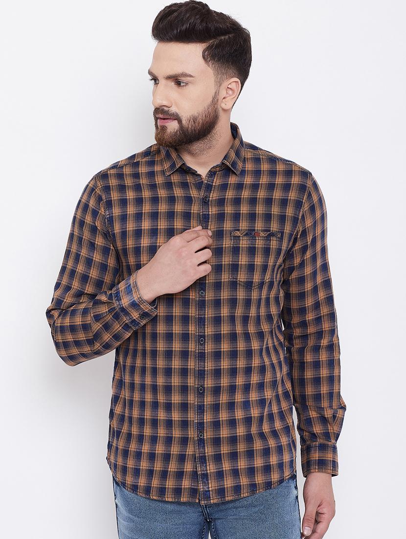 yellow checkered casual shirt - 16640433 - Zoom Image - 2