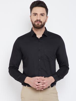 black solid formal shirt - 16640437 - Standard Image - 2