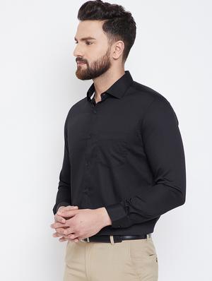 black solid formal shirt - 16640437 - Standard Image - 3