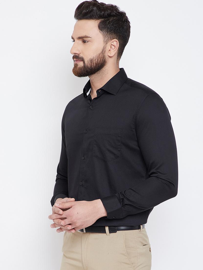 black solid formal shirt - 16640437 - Zoom Image - 3