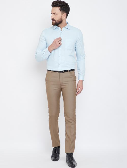 light blue solid formal shirt - 16640442 - Standard Image - 1