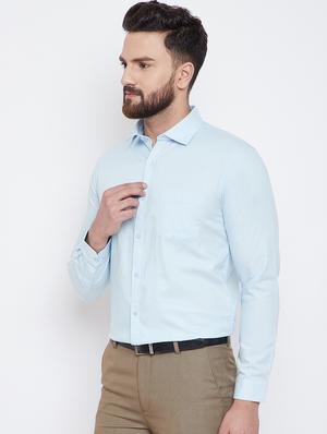light blue solid formal shirt - 16640442 - Standard Image - 3