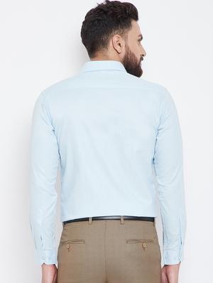light blue solid formal shirt - 16640442 - Standard Image - 4