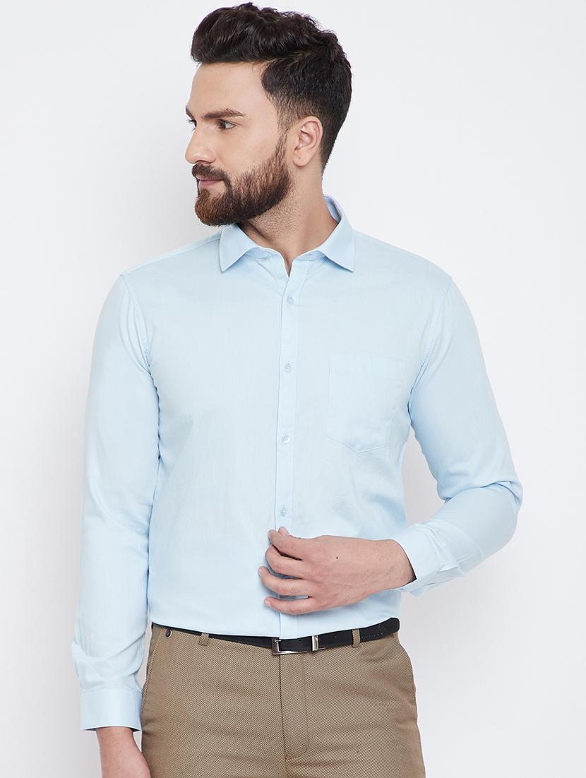 light blue solid formal shirt - 16640442 - Zoom Image - 2
