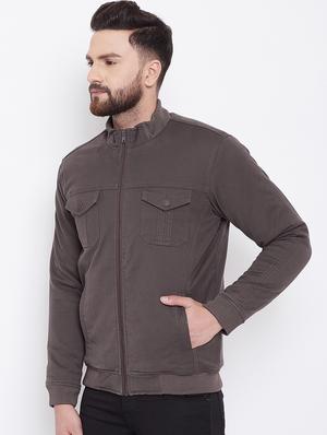 brown solid casual jacket - 16640447 - Standard Image - 3