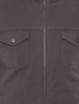 brown solid casual jacket - 16640447 - Standard Image - 5