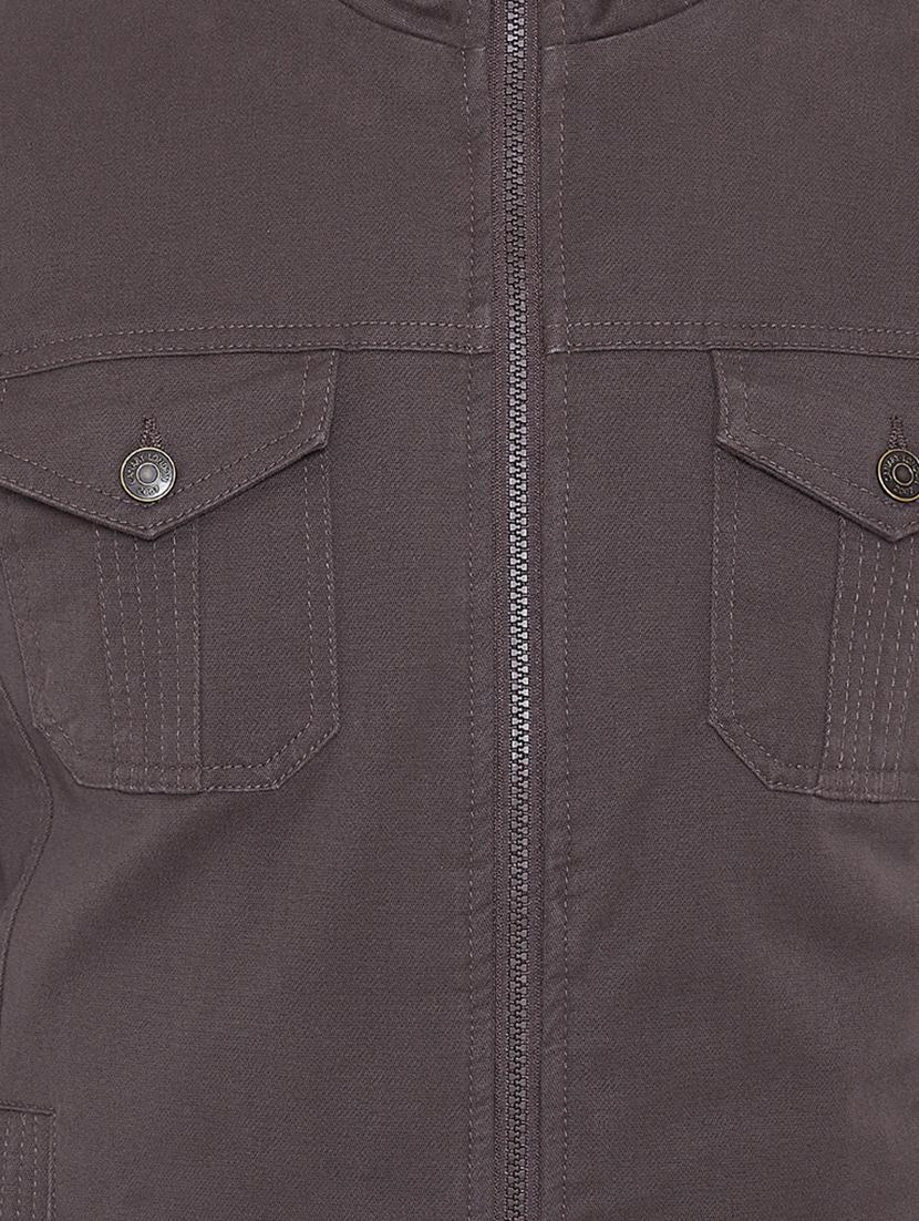 brown solid casual jacket - 16640447 - Zoom Image - 5