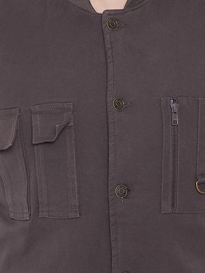 brown solid casual jacket - 16640452 - Standard Image - 5