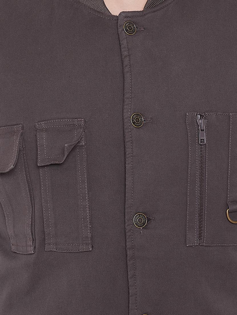 brown solid casual jacket - 16640452 - Zoom Image - 5
