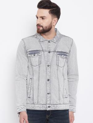 grey washed denim jacket - 16640465 - Standard Image - 2