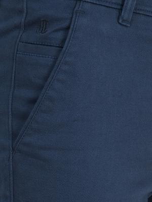 navy blue solid chinos - 16640548 - Standard Image - 5