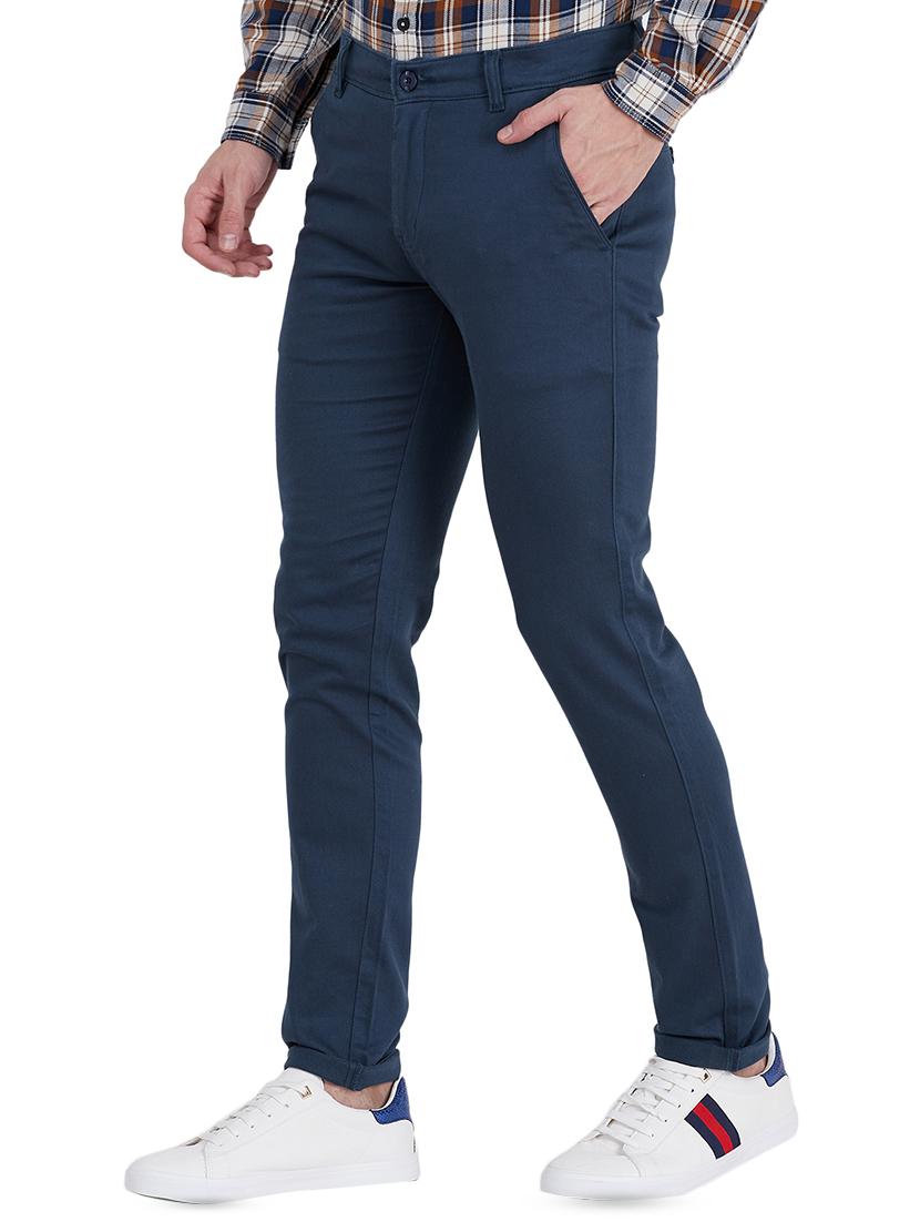 navy blue solid chinos - 16640548 - Zoom Image - 2
