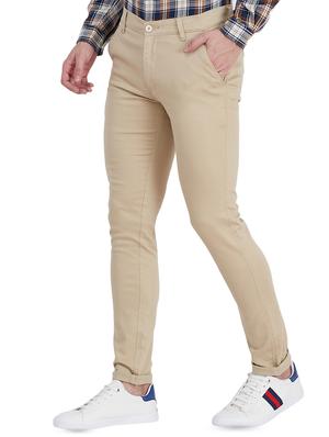 beige solid chinos - 16640550 - Standard Image - 2