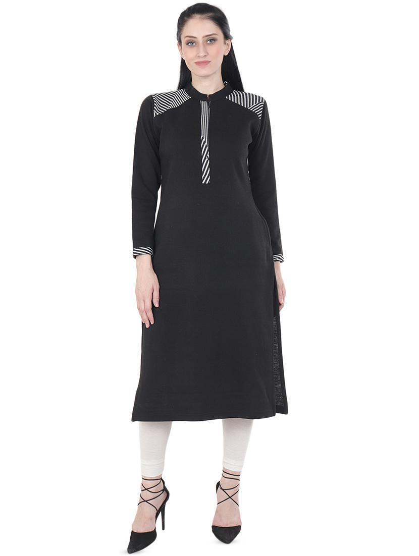 printed woolen straight kurta - 16640832 - Zoom Image - 1